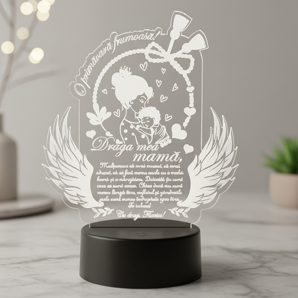 Trofeu Personalizat cu Led - Cadou pentru mama 8 martie Trofeu Personalizat cu Led - Cadou pentru mama 8 martie