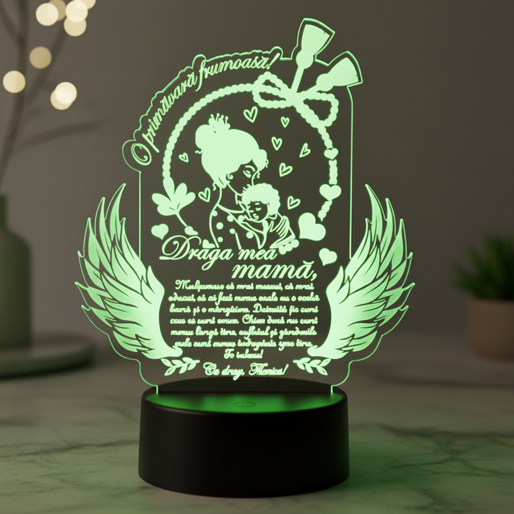 Trofeu Personalizat cu Led - Cadou pentru mama 8 martie Trofeu Personalizat cu Led - Cadou pentru mama 8 martie