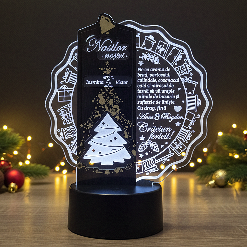 Trofeu LED de Craciun – pentru nasii de cununie
