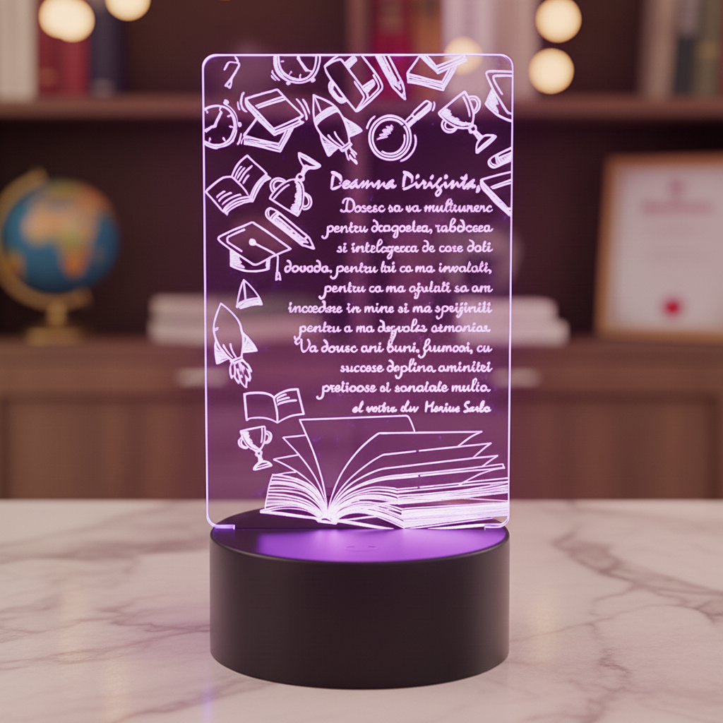 Cadou personalizat Trofeu LED - Diriginta Model 1 Cadou personalizat Trofeu LED - Diriginta Model 1