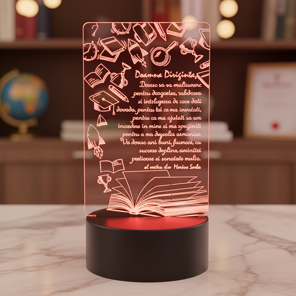 Cadou personalizat Trofeu LED - Diriginta Model 1 Cadou personalizat Trofeu LED - Diriginta Model 1