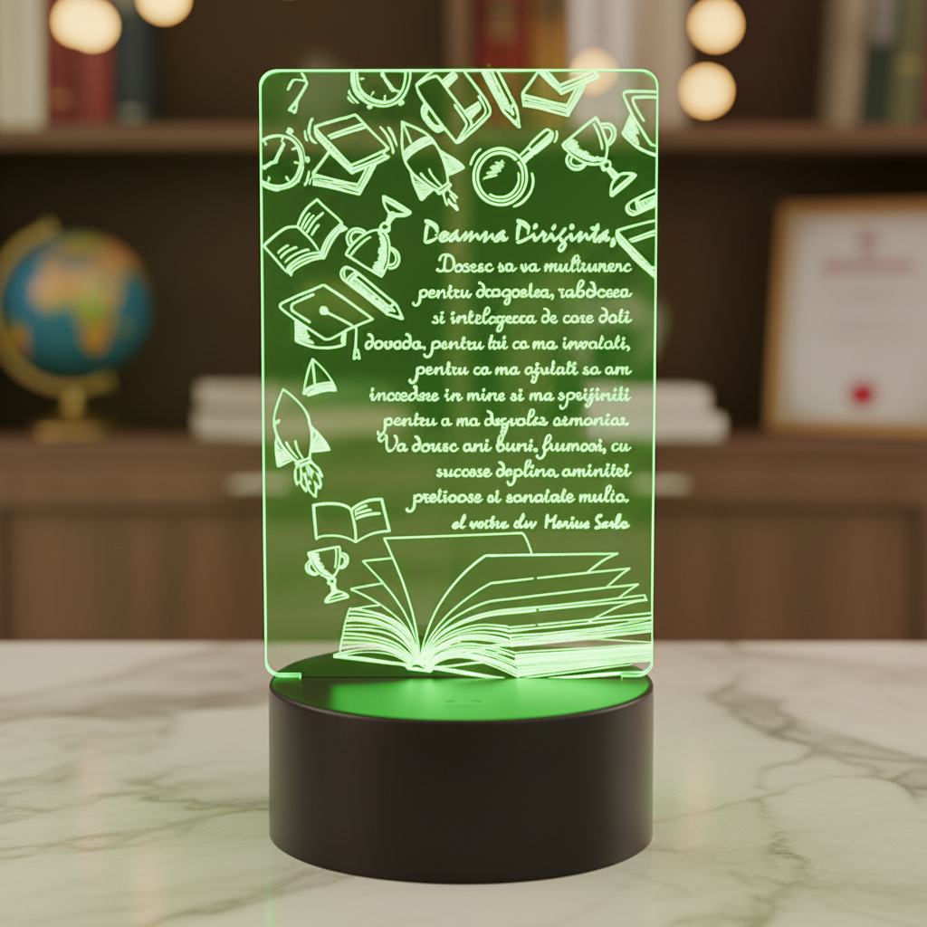 Cadou personalizat Trofeu LED - Diriginta Model 1 Cadou personalizat Trofeu LED - Diriginta Model 1