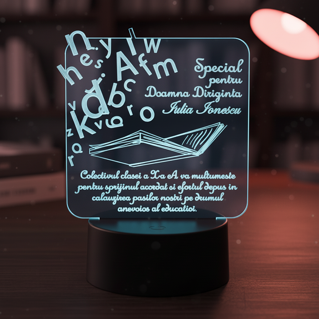 Cadou personalizat Trofeu LED - Special pentru Diriginta - Model 3 Cadou personalizat Trofeu LED - Special pentru Diriginta - Model 3