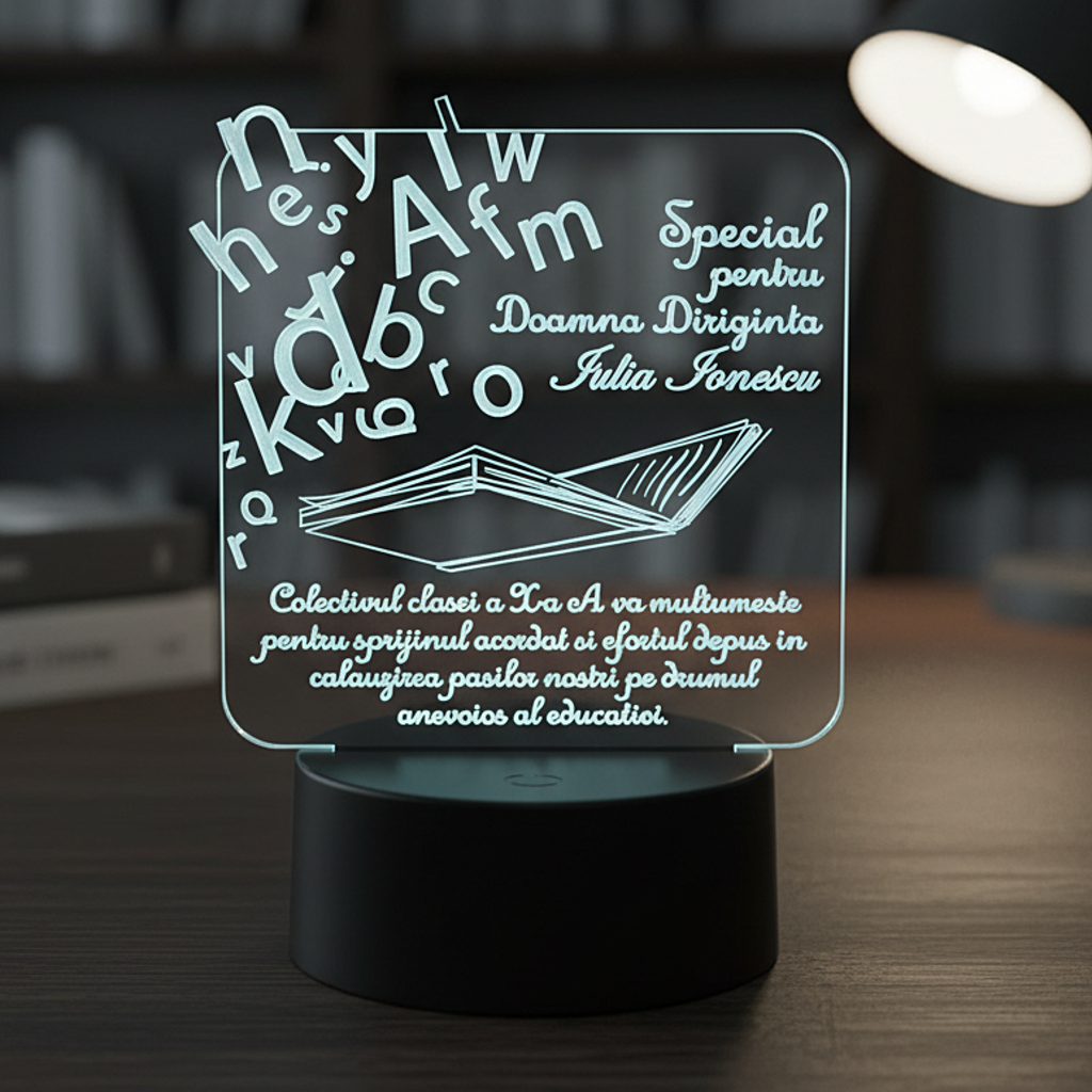 Cadou personalizat Trofeu LED - Special pentru Diriginta - Model 3 Cadou personalizat Trofeu LED - Special pentru Diriginta - Model 3