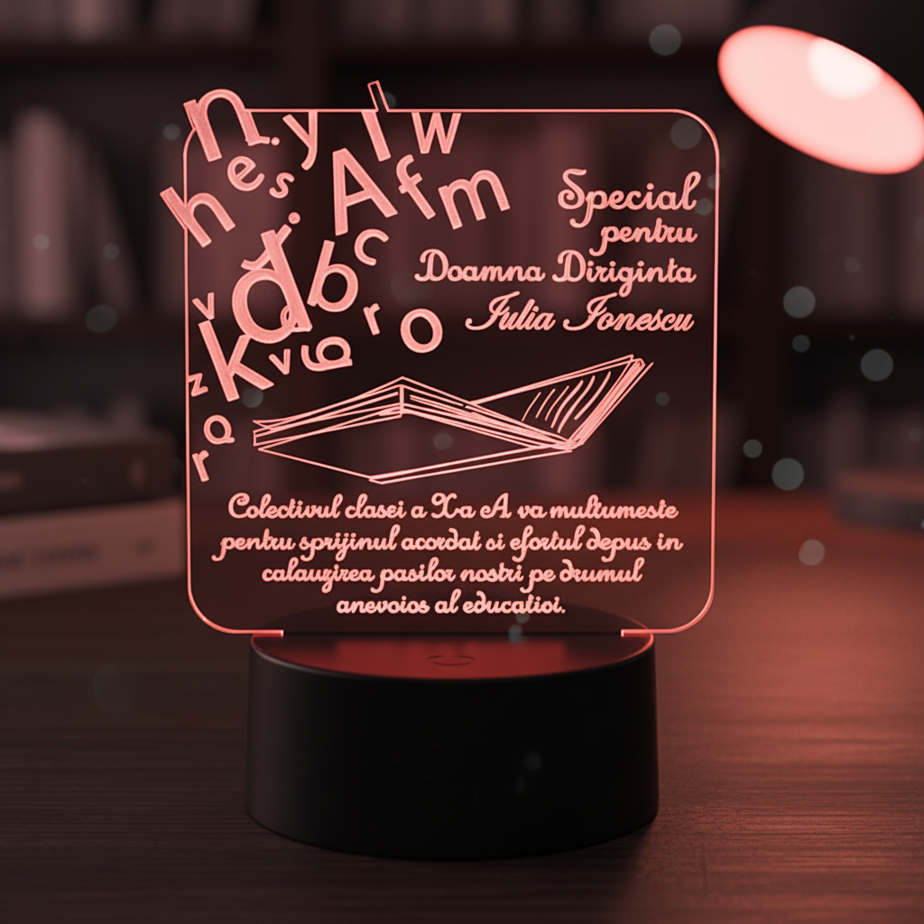 Cadou personalizat Trofeu LED - Special pentru Diriginta - Model 3 Cadou personalizat Trofeu LED - Special pentru Diriginta - Model 3