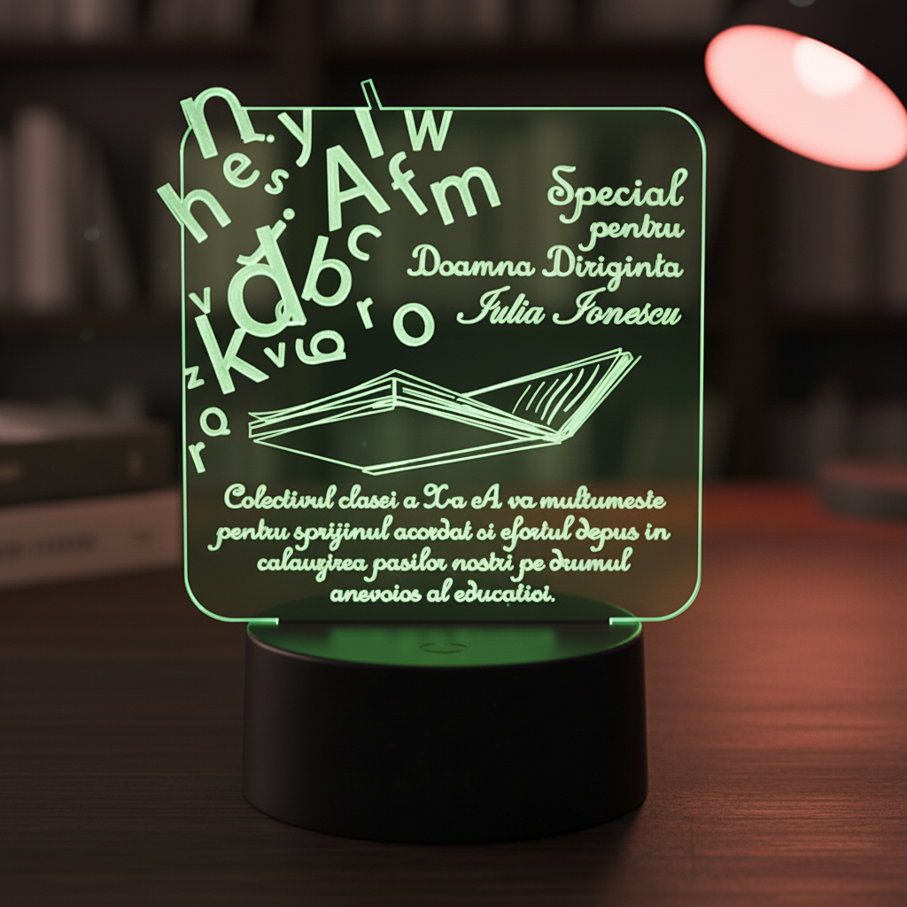 Cadou personalizat Trofeu LED – Special pentru Diriginta – Model 3