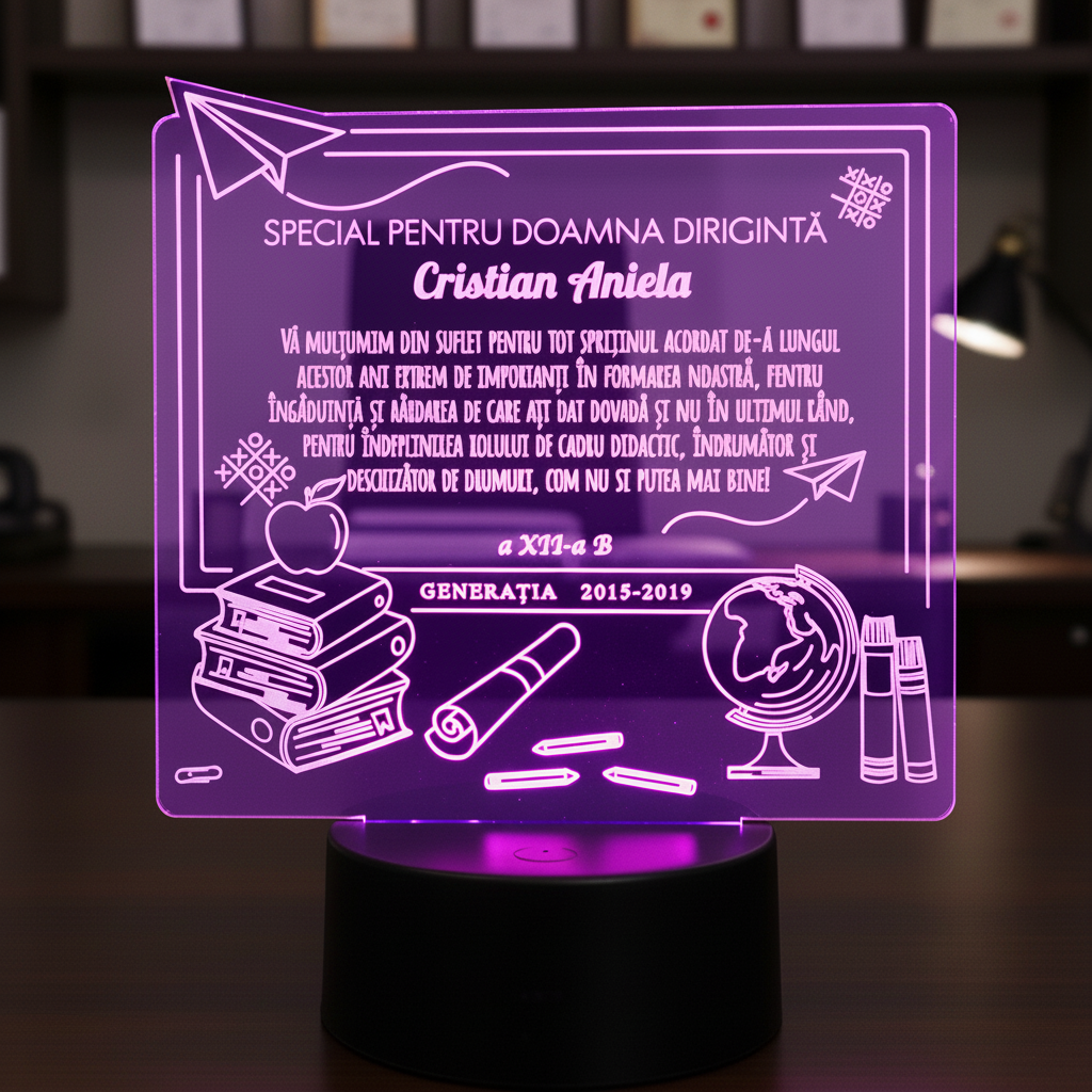 Cadou personalizat Trofeu LED - Diriginta Model Universal Cadou personalizat Trofeu LED - Diriginta Model Universal