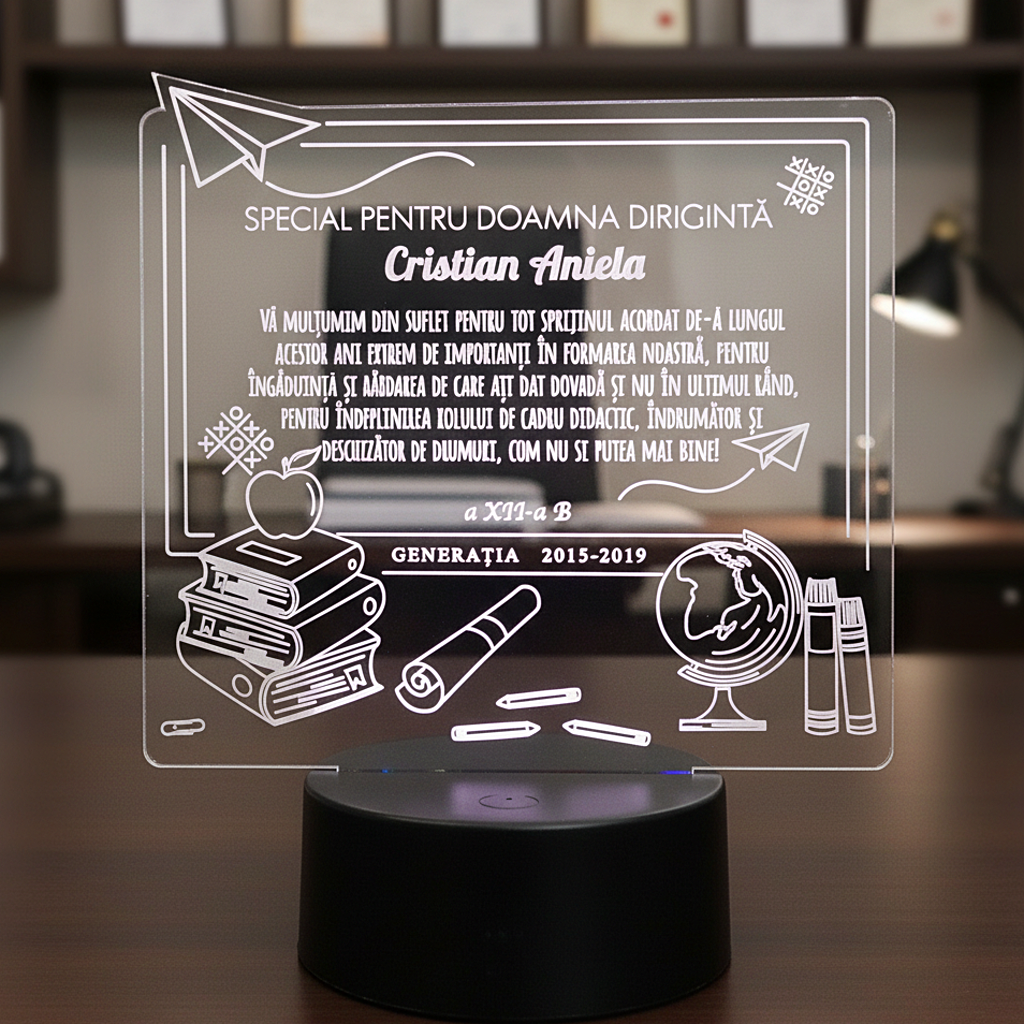 Cadou personalizat Trofeu LED - Diriginta Model Universal Cadou personalizat Trofeu LED - Diriginta Model Universal