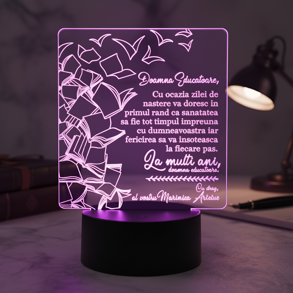 Cadou personalizat Trofeu LED - Special pentru Educatoare - Model 4 Cadou personalizat Trofeu LED - Special pentru Educatoare - Model 4