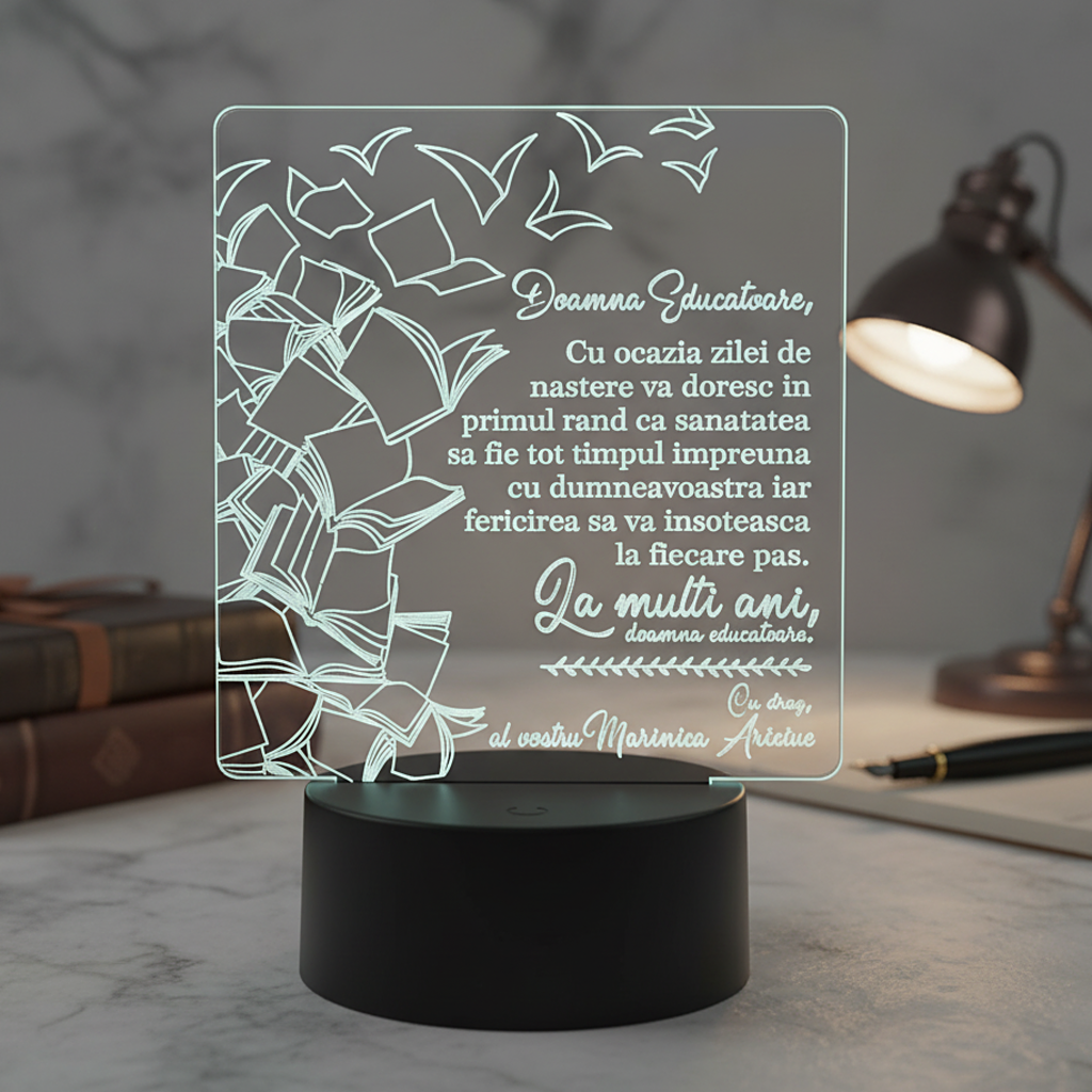 Cadou personalizat Trofeu LED - Special pentru Educatoare - Model 4 Cadou personalizat Trofeu LED - Special pentru Educatoare - Model 4
