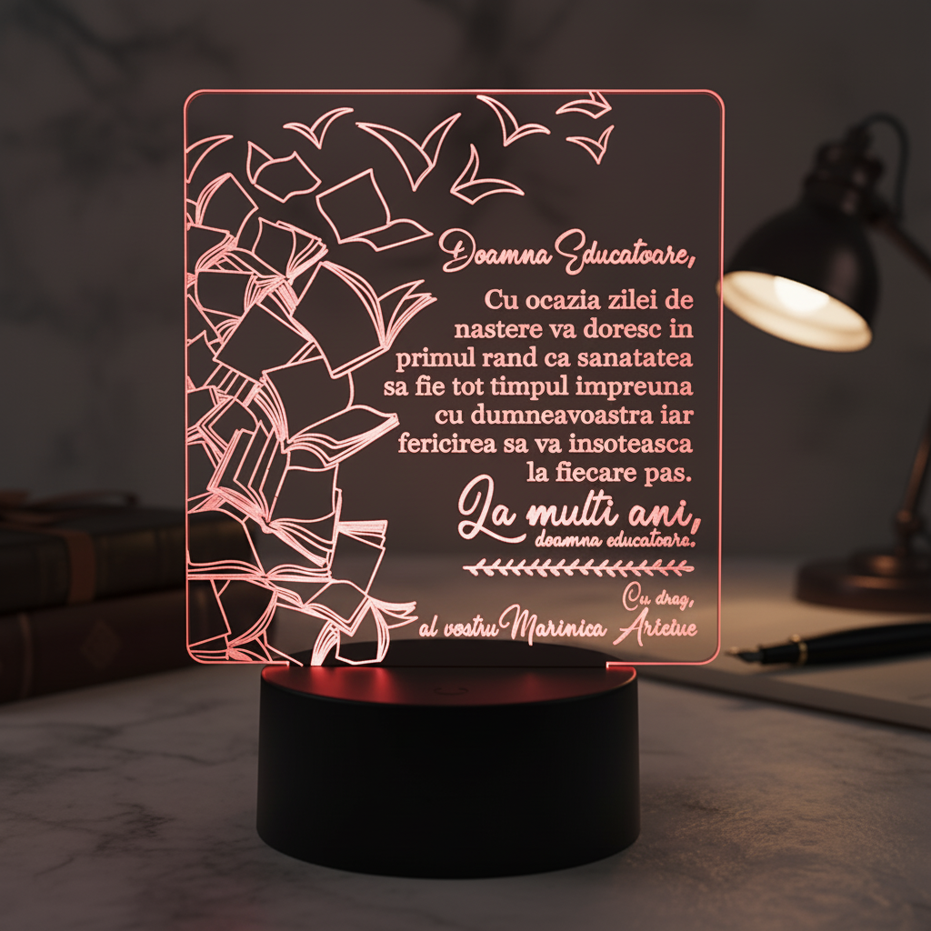 Cadou personalizat Trofeu LED - Special pentru Educatoare - Model 4 Cadou personalizat Trofeu LED - Special pentru Educatoare - Model 4