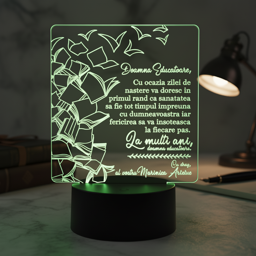Cadou personalizat Trofeu LED - Special pentru Educatoare - Model 4 Cadou personalizat Trofeu LED - Special pentru Educatoare - Model 4