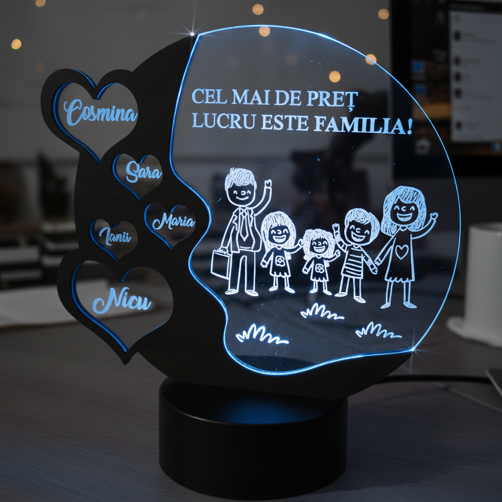 Cadou personalizat Trofeu LED – Familia mea Cadou personalizat Trofeu LED – Familia mea