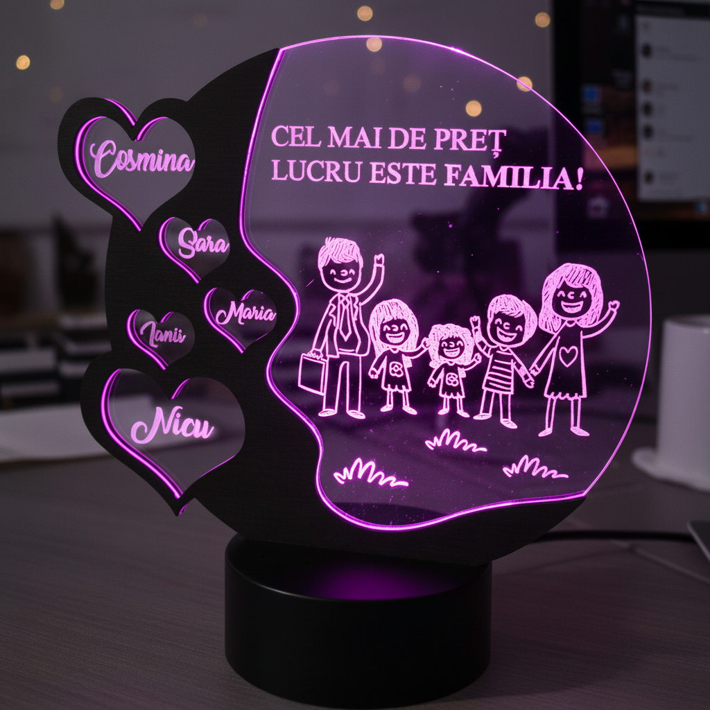 Cadou personalizat Trofeu LED – Familia mea Cadou personalizat Trofeu LED – Familia mea