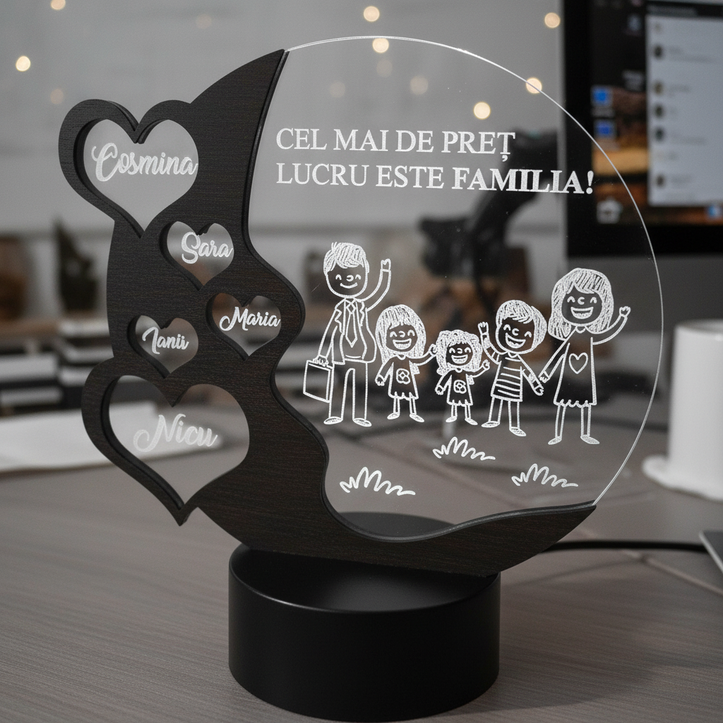 Cadou personalizat Trofeu LED – Familia mea Cadou personalizat Trofeu LED – Familia mea