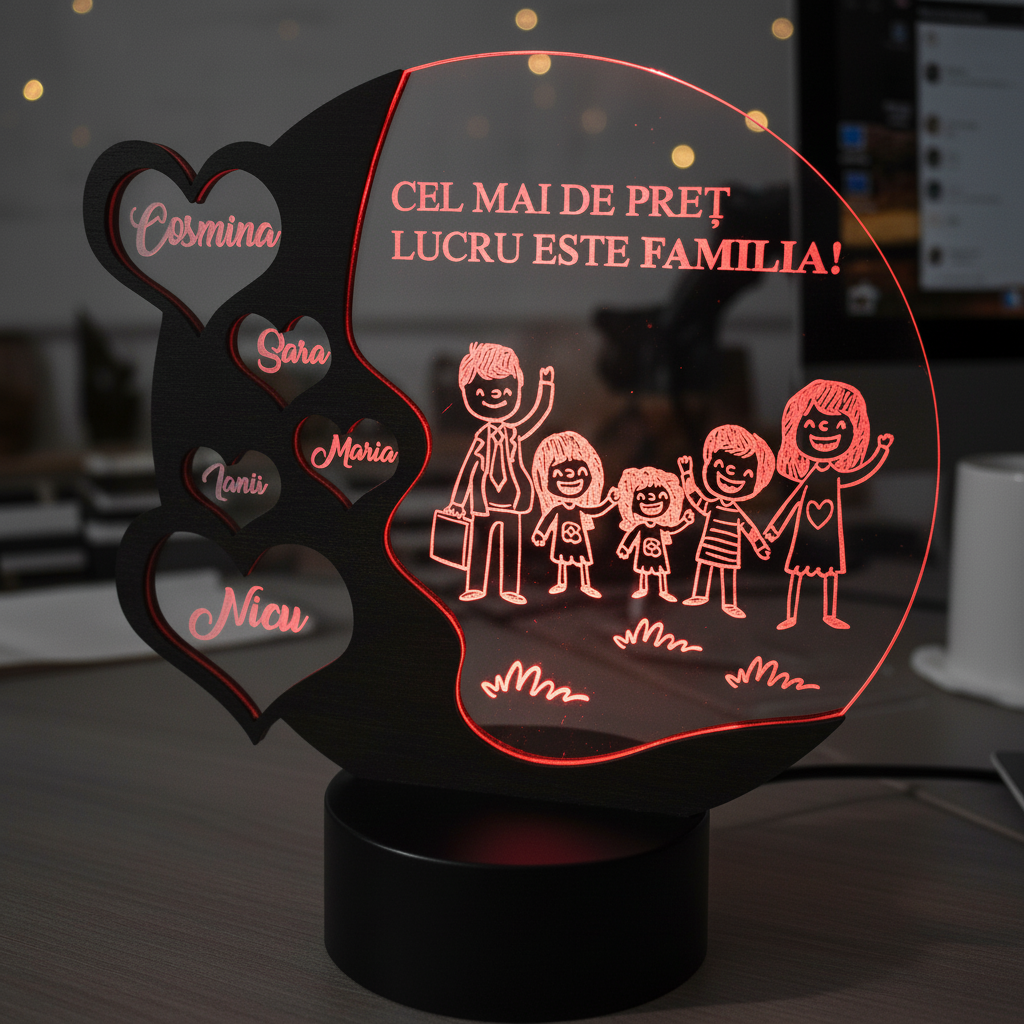 Cadou personalizat Trofeu LED – Familia mea Cadou personalizat Trofeu LED – Familia mea