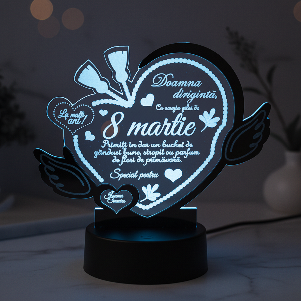 Trofeu Personalizat cu LED - Pentru 8 Martie Trofeu Personalizat cu LED - Pentru 8 Martie