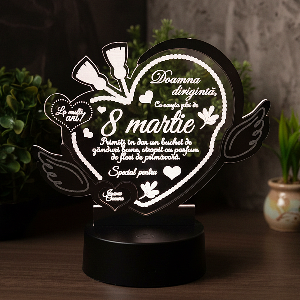 Trofeu Personalizat cu LED - Pentru 8 Martie Trofeu Personalizat cu LED - Pentru 8 Martie