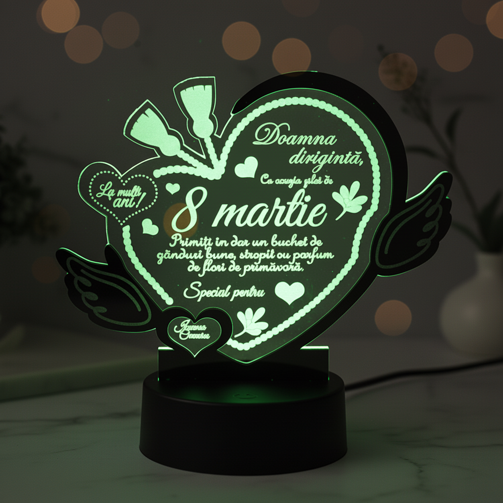 Trofeu Personalizat cu LED - Pentru 8 Martie Trofeu Personalizat cu LED - Pentru 8 Martie