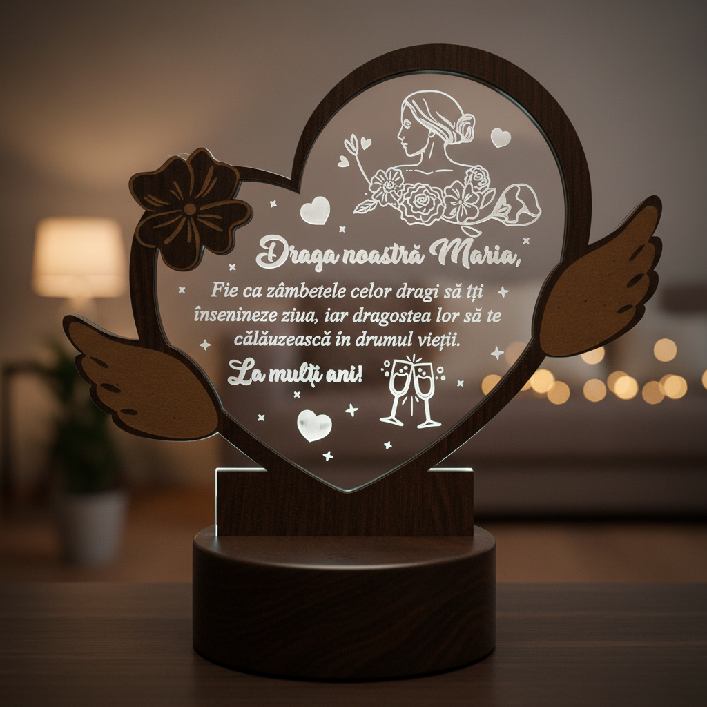 Cadou personalizat - Trofeu LED La multi ani, Maria!