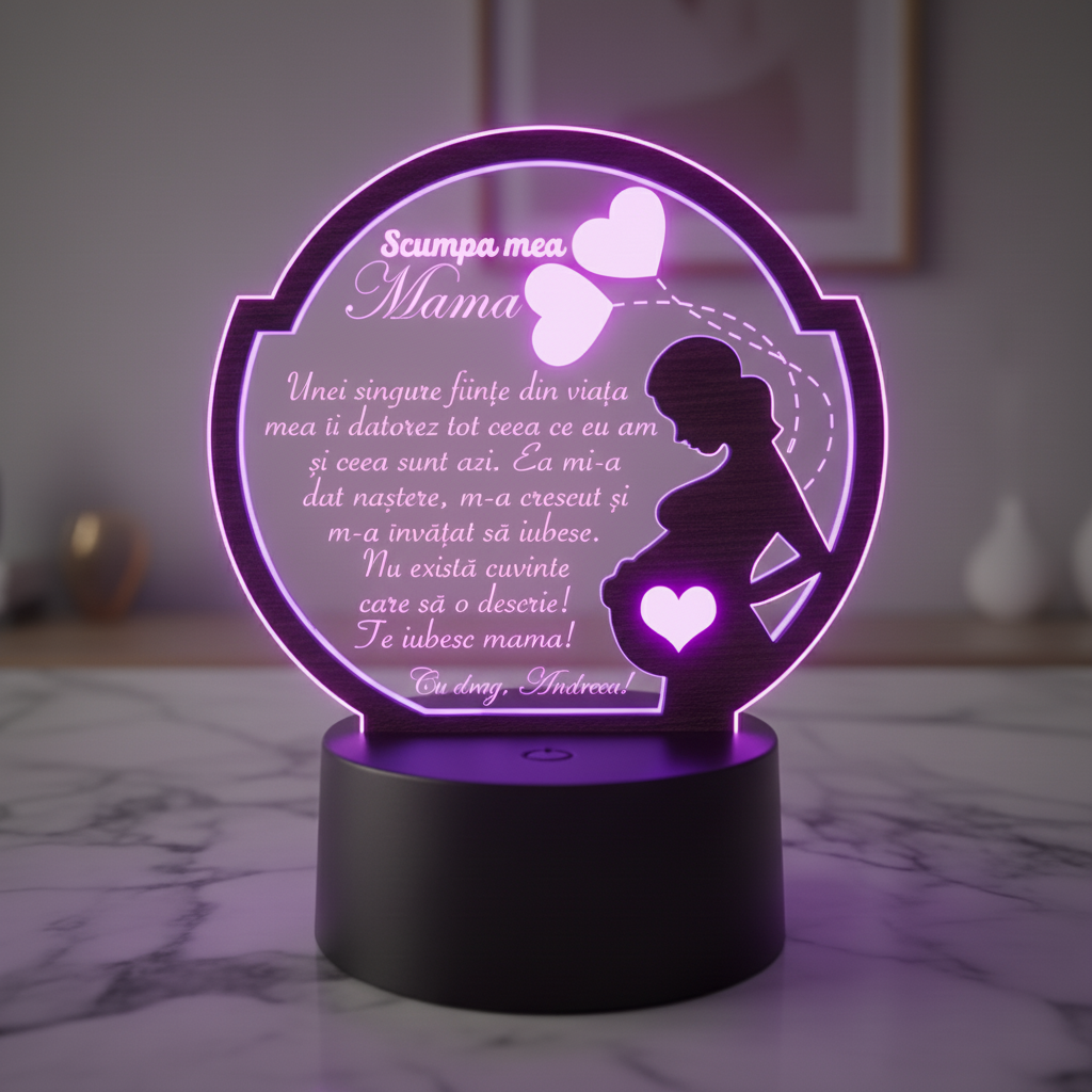 Cadou personalizat Trofeu LED - Pentru mama - Model 3 Cadou personalizat Trofeu LED - Pentru mama - Model 3