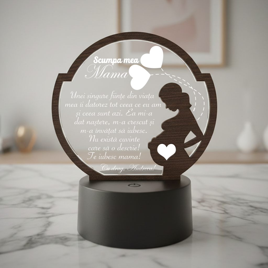 Cadou personalizat Trofeu LED - Pentru mama - Model 3 Cadou personalizat Trofeu LED - Pentru mama - Model 3