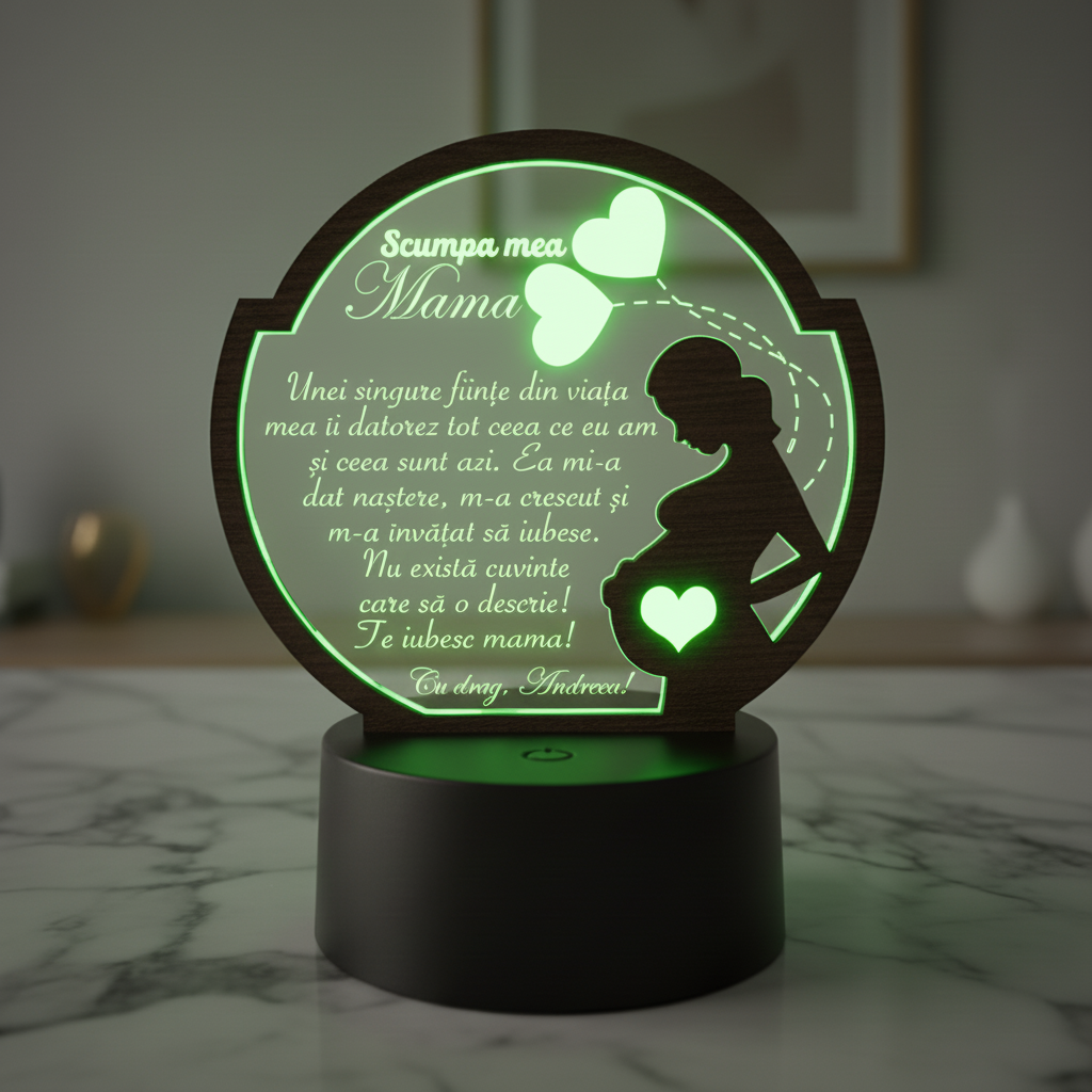 Cadou personalizat Trofeu LED - Pentru mama - Model 3 Cadou personalizat Trofeu LED - Pentru mama - Model 3