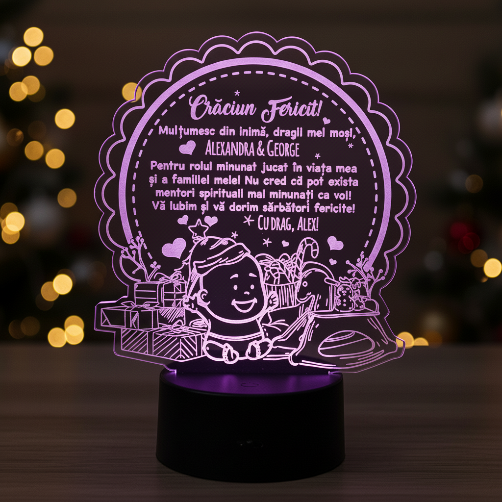 Lampa LED multicolor – Cadou mosi botez Craciun