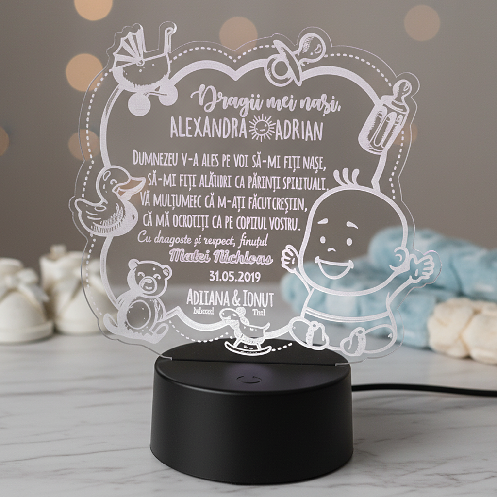 Lampa LED - cadou de multumire pentru nasi de botez