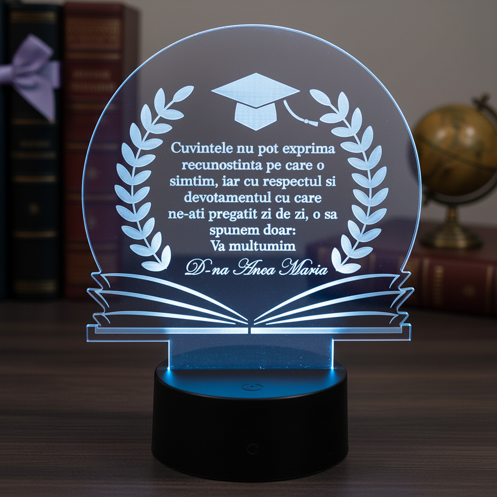 Cadou personalizat Trofeu LED – Profesor Model 2