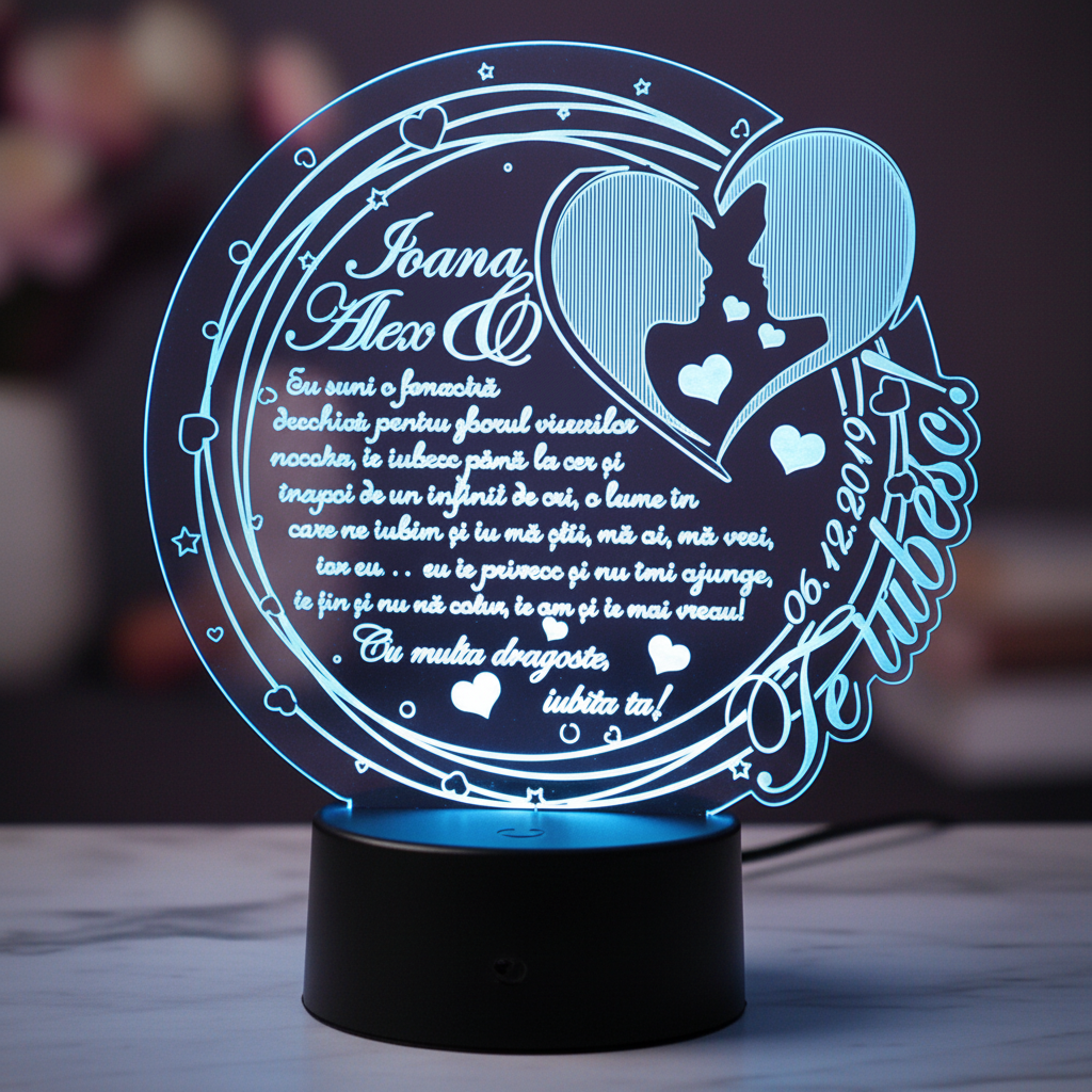 Trofeu LED – Cadou personalizat Te iubesc Trofeu LED – Cadou personalizat Te iubesc