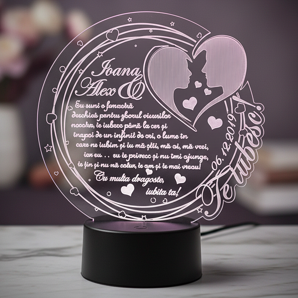 Trofeu LED – Cadou personalizat Te iubesc Trofeu LED – Cadou personalizat Te iubesc
