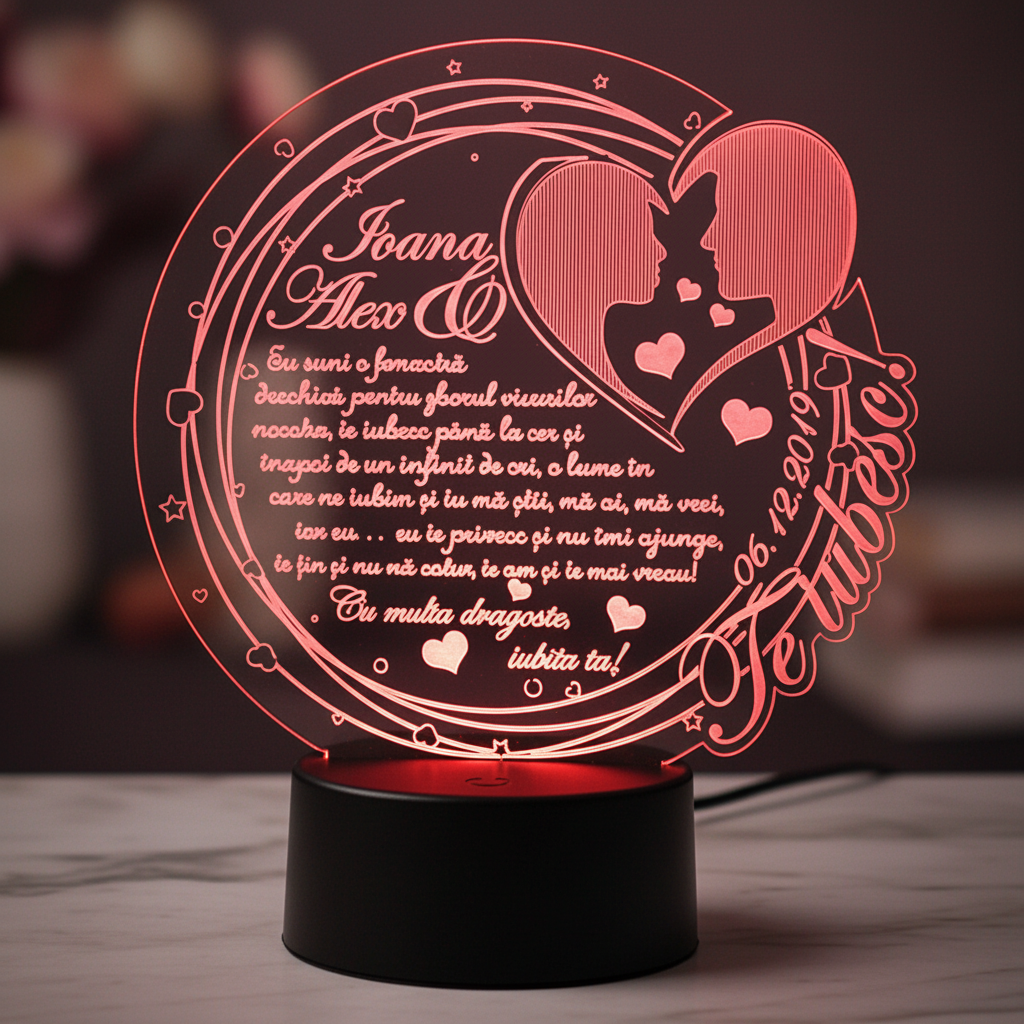 Trofeu LED – Cadou personalizat Te iubesc Trofeu LED – Cadou personalizat Te iubesc
