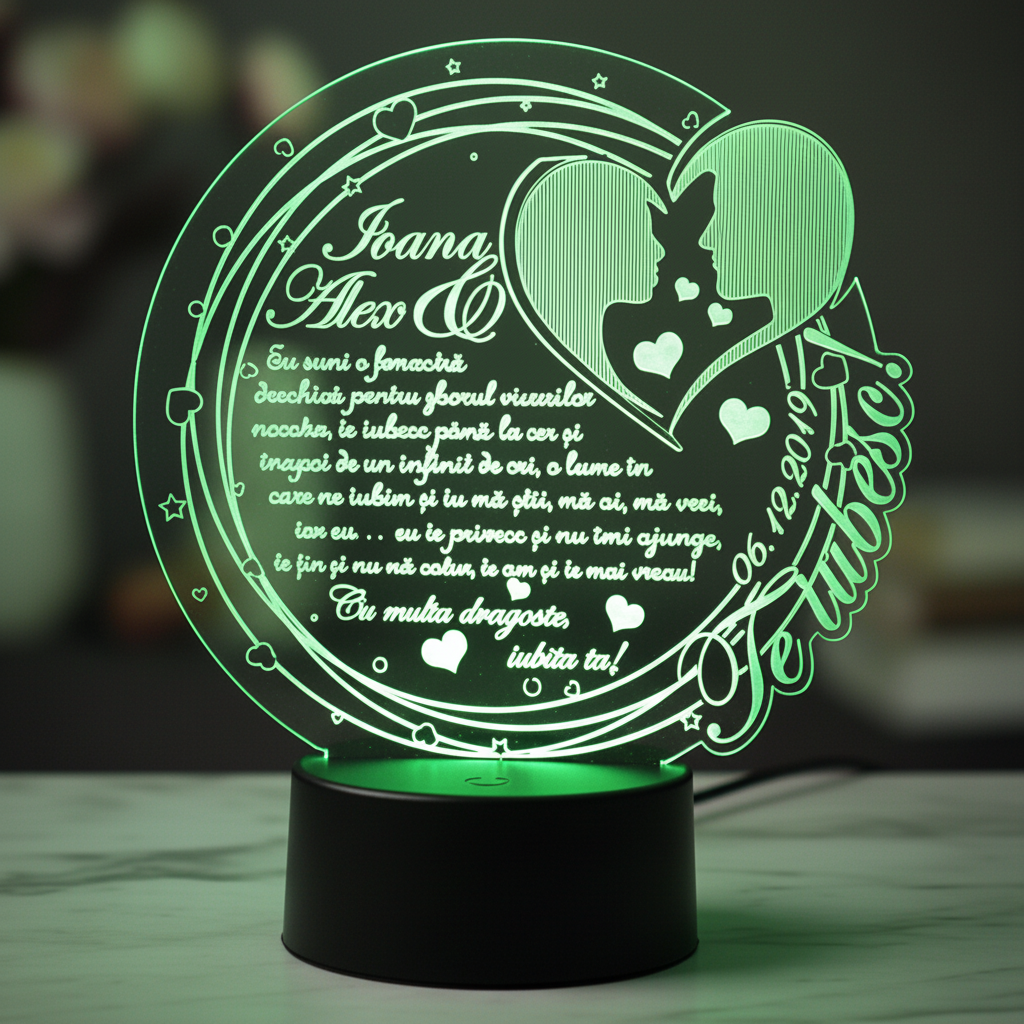 Trofeu LED – Cadou personalizat Te iubesc Trofeu LED – Cadou personalizat Te iubesc