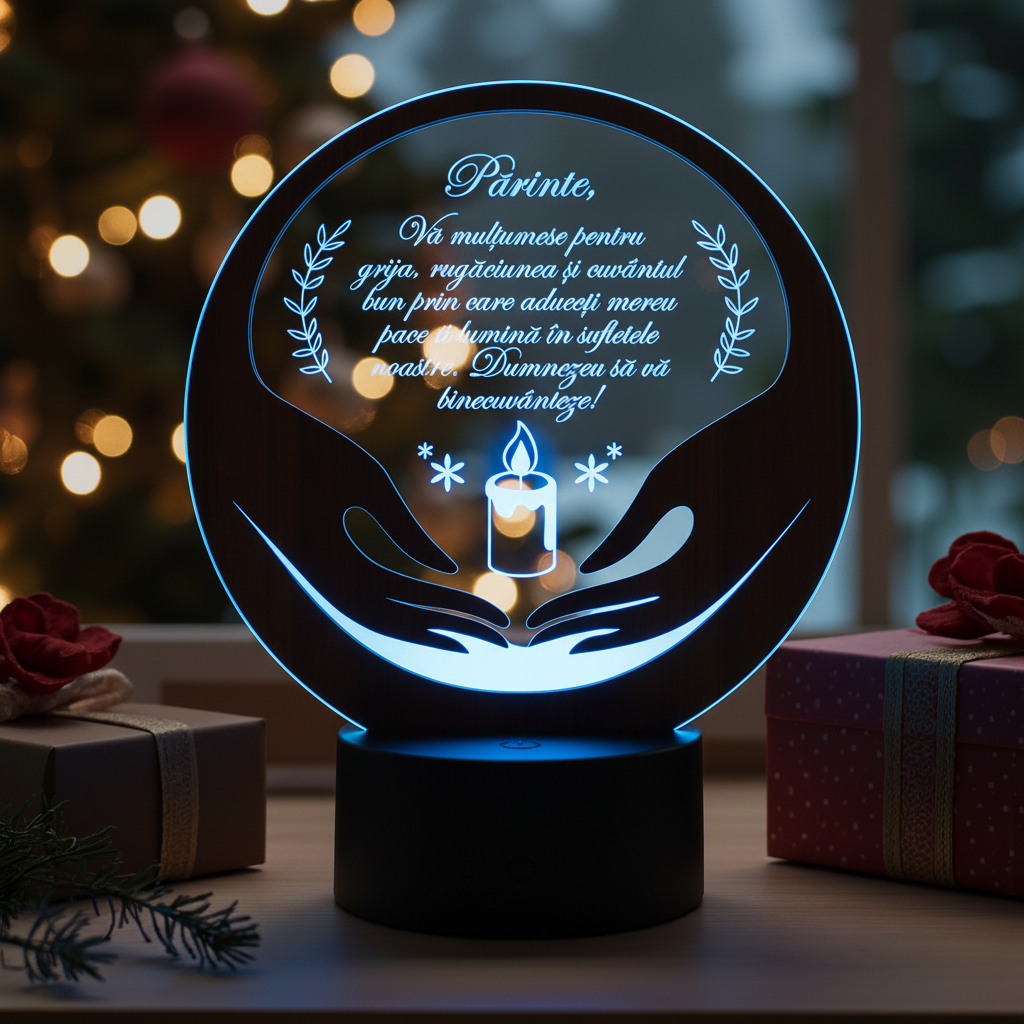 Produs personalizat cu LED pentru Preot - Recunoștință Produs personalizat cu LED pentru Preot - Recunoștință