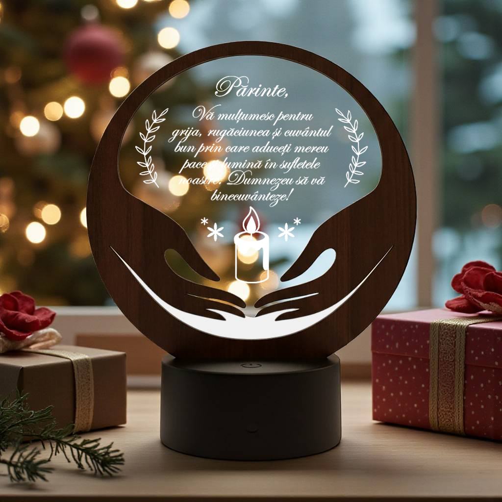 Produs personalizat cu LED pentru Preot - Recunoștință Produs personalizat cu LED pentru Preot - Recunoștință