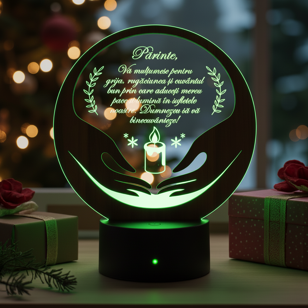 Produs personalizat cu LED pentru Preot - Recunoștință Produs personalizat cu LED pentru Preot - Recunoștință