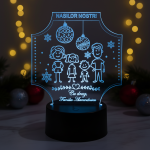 Trofeu LED familie – Cadou Urare de Craciun pentru nasi