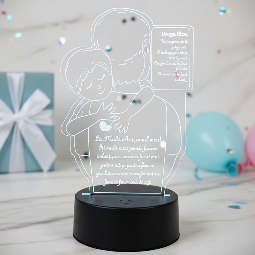Cadou personalizat Trofeu LED - Eroul meu tata -  Model 2