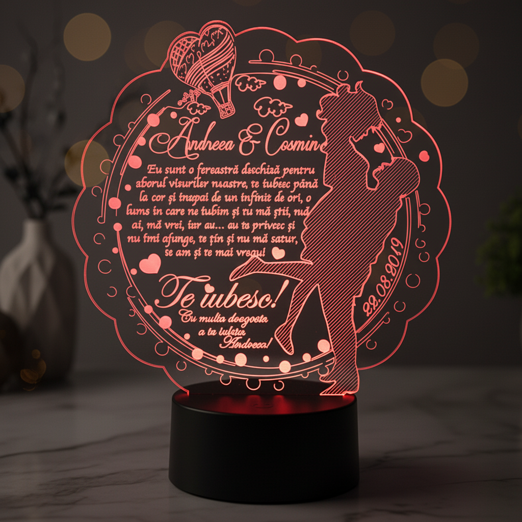 Cadou personalizat – Trofeu LED pentru persoana iubita
