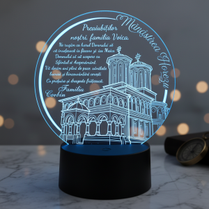 Trofeu Personalizat cu LED – Cadou spiritual familie, Manastirea Horezu