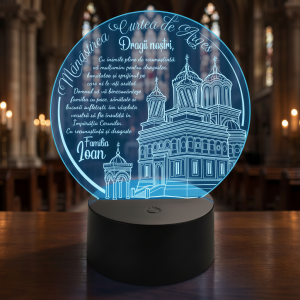 Trofeu cu LED personalizat – Cadou religios, Manastirea Curtea de Arges